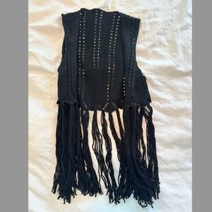 black fringe throw over vest from boutique in Mexico